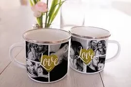 Emaille-Tasse bedrucken mit Foto & Text