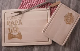 Holzschneidebrett mit Gravur