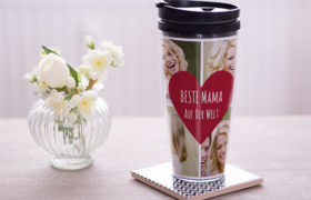 Thermobecher bedrucken mit Foto und Text