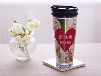 Thermobecher bedrucken mit Foto und Text