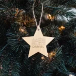 weihnachtsstern aus holz mit gravur